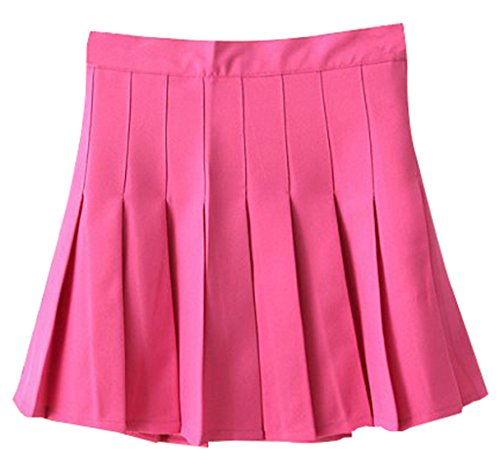 Yasong Women Girls Short High Waist Pleated Skater Tennis Skirt School Skirt Uniform with Inner Shorts